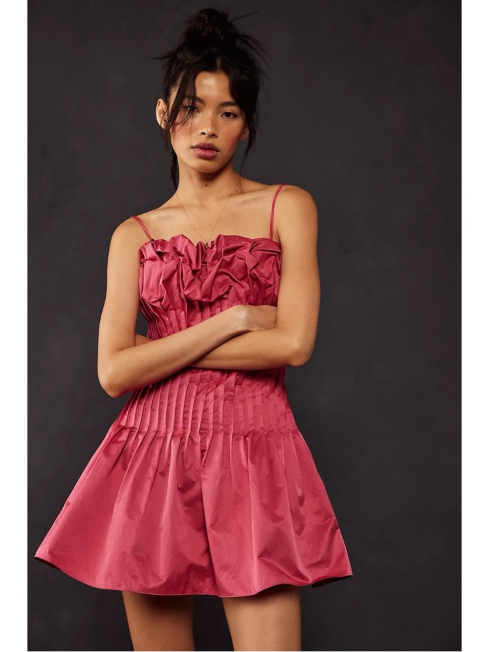 Free People Coquette Puffy Rose Bud Mini Dress Pink NWT Retro Prom Formal Size 4